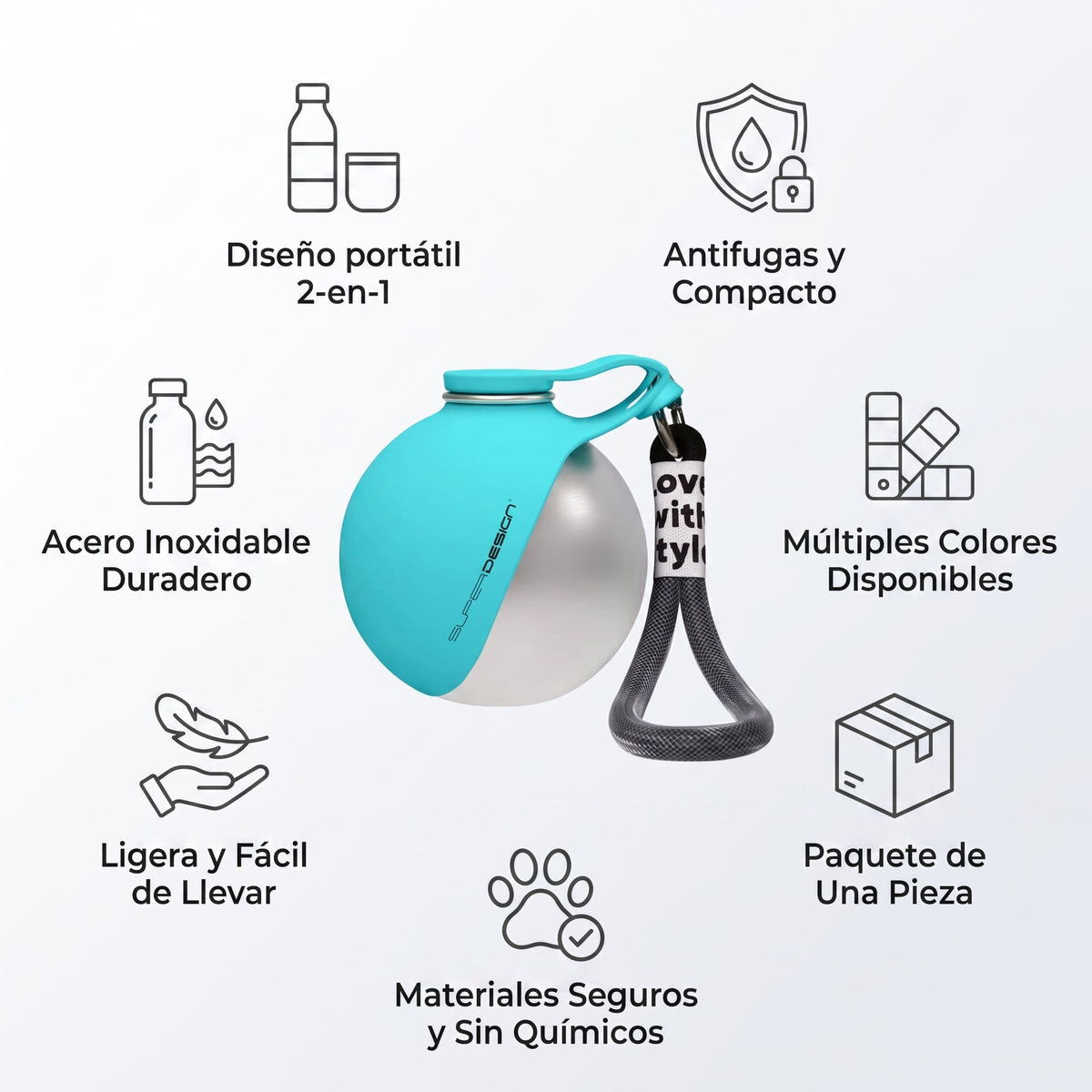 Botella portable 2 en 1